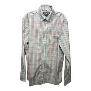 Over Under Performance Button Down Shirt Stretch Plaid Men's Size Medium